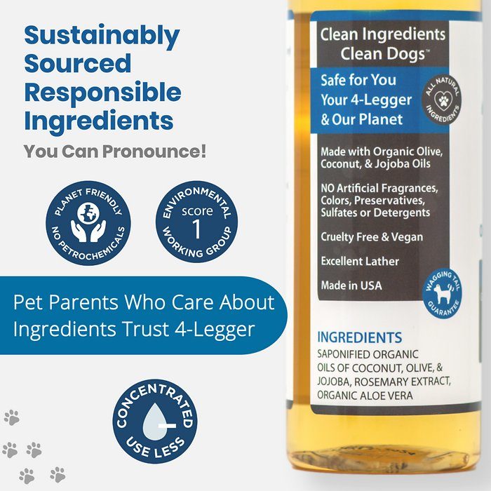 4-Legger Organic Hypo-Allergenic Unscented Aloe Dog Shampoo, 16-oz bottle - Image 6