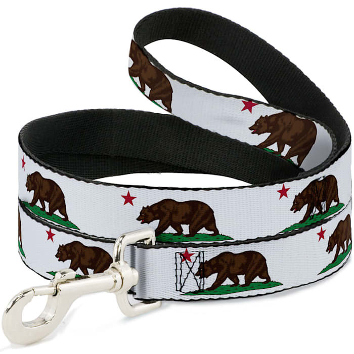Buckle-Down Cali Bear White Dog Leash - Image 1