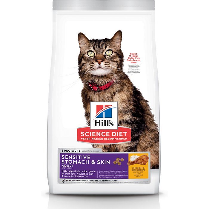 Hill's Science Diet Adult Sensitive Stomach & Skin Chicken & Rice Recipe Dry Cat Food - Image 1
