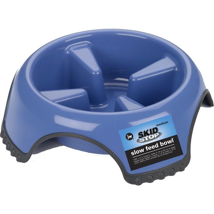 JW Pet Skid Stop Slow Feed Dog Bowl, Color Varies - Image 1