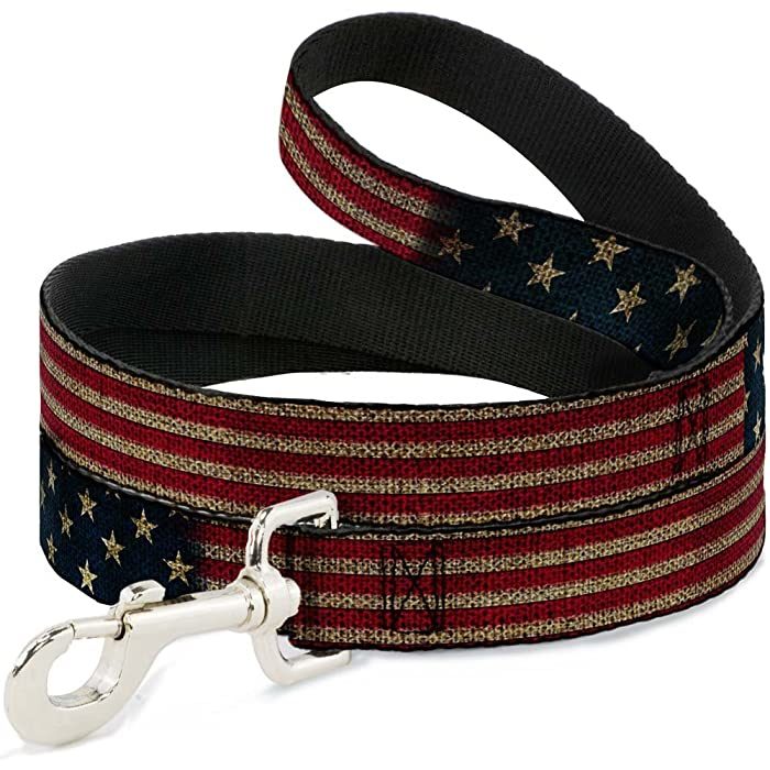 Buckle-Down Vintage US Flag Stretch Dog Leash - Image 1