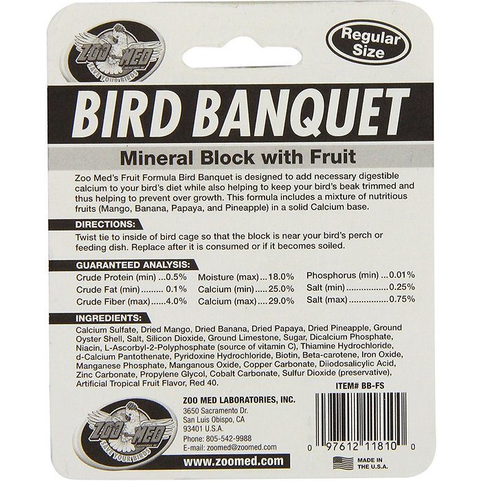 ZOO MED Bird Banquet Mineral Block with Fruit , 1-block - Image 2