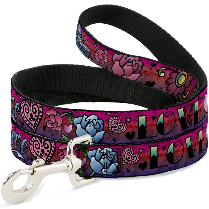 Buckle-Down Love Love Pink Dog Leash - Image 1