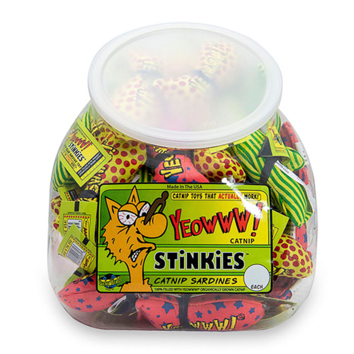 Yeowww! Fish Bowl with School of 51 Stinkies Catnip Cat Toy - Image 1