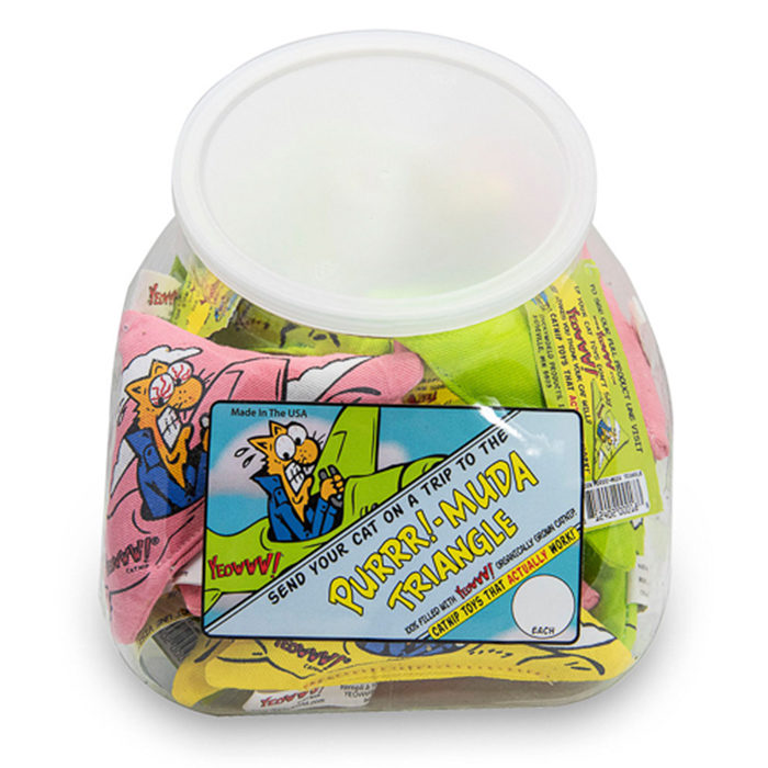 Yeowww! Jug of 18 Purrr!-Muda Triangles Catnip Cat Toy - Image 1