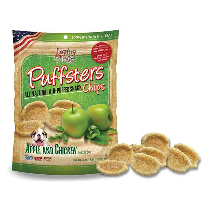Loving Pets Puffsters Apple and Chicken Chips Dog Treats, 4-oz - Image 2