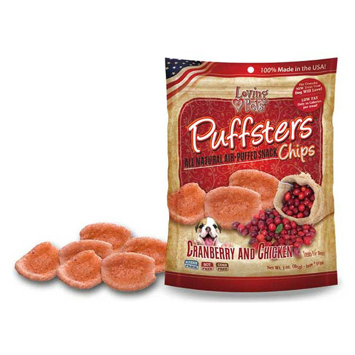 Loving Pets Puffsters Cranberry and Chicken Chips Dog Treats, 4-oz - Image 3