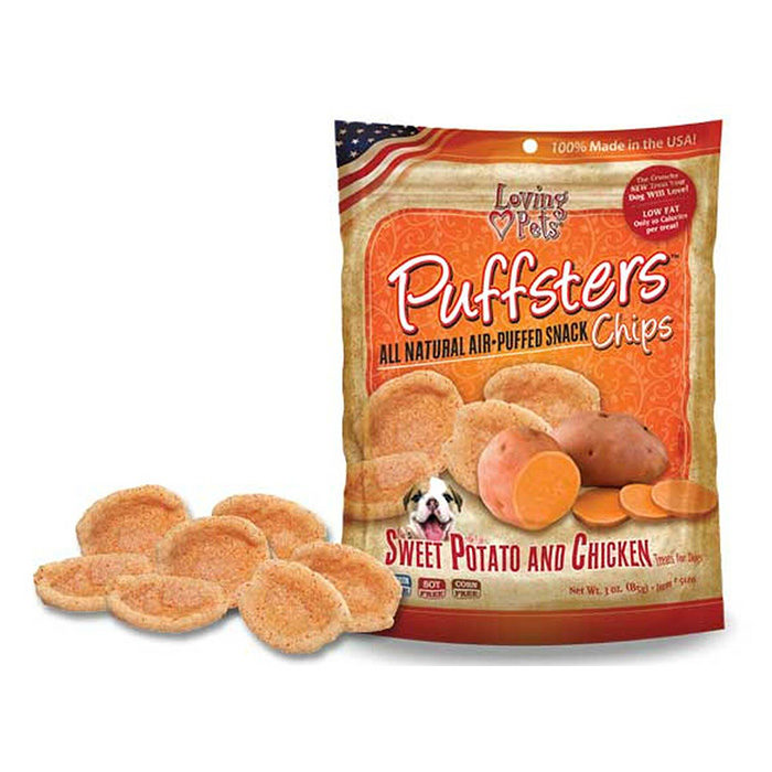 Loving Pets Puffsters Sweet Potato and Chicken Chips Dog Treats, 4-oz - Image 2
