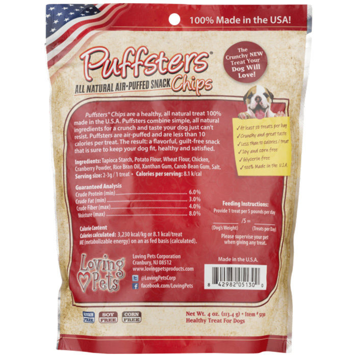 Loving Pets Puffsters Cranberry and Chicken Chips Dog Treats, 4-oz - Image 4