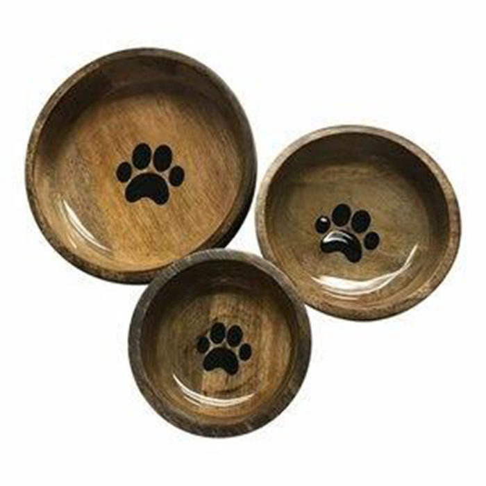 Advance Pet Product Round Wooden Designer PawPrint Dog Bowl - Image 2