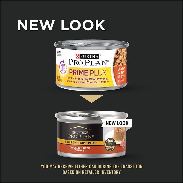 Purina Pro Plan Prime Plus Adult 7+ Chicken & Beef Entree Classic Wet Cat Food, 3 oz, Case of 24 - Image 2