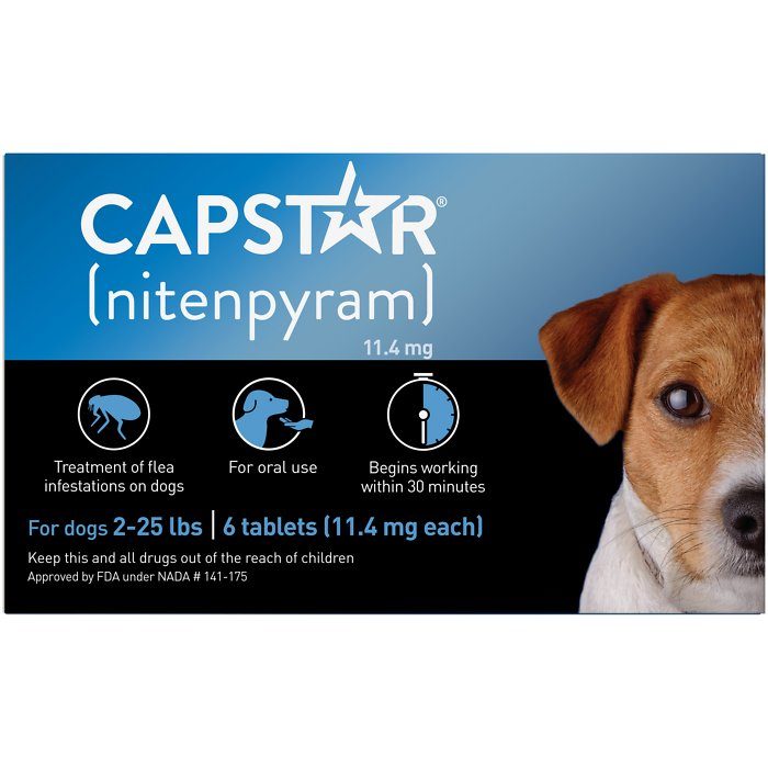 Capstar Flea Oral Treatment for Dogs 2-25 lbs, 6 Tablets - Image 1