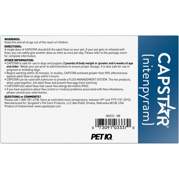 Capstar Flea Oral Treatment for Dogs 2-25 lbs, 6 Tablets - Image 2