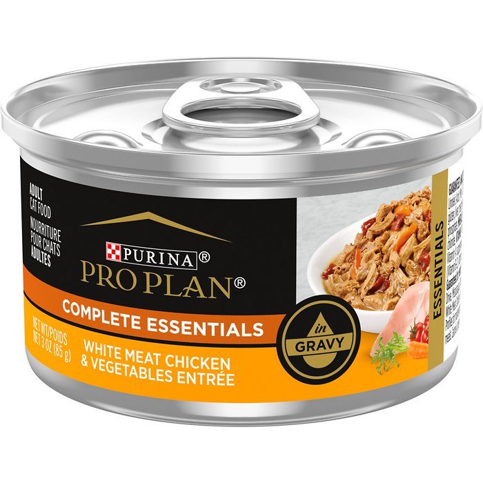 Purina Pro Plan White Meat Chicken & Vegetable in Gravy Entree Adult Wet Cat Food, 3 oz, Case of 24 - Image 1