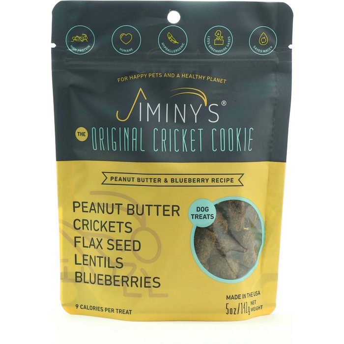 Jiminy's Cricket Cookie Peanut Butter & Blueberry Recipe Dog Treats, 5-oz bag - Image 1
