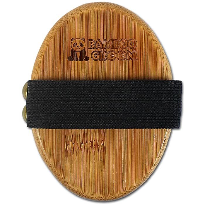 Bamboo Groom Curry Brush with Rubber Bristles for Pets - Image 2