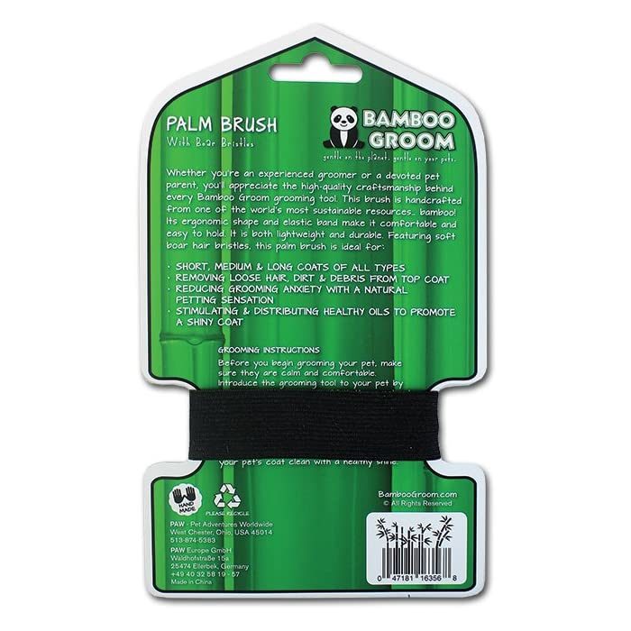 Bamboo Groom Palm Brush with Boar Bristles for Pets - Image 5