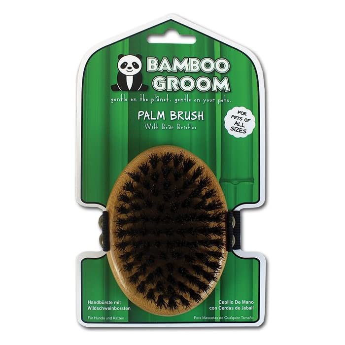 Bamboo Groom Palm Brush with Boar Bristles for Pets - Image 4