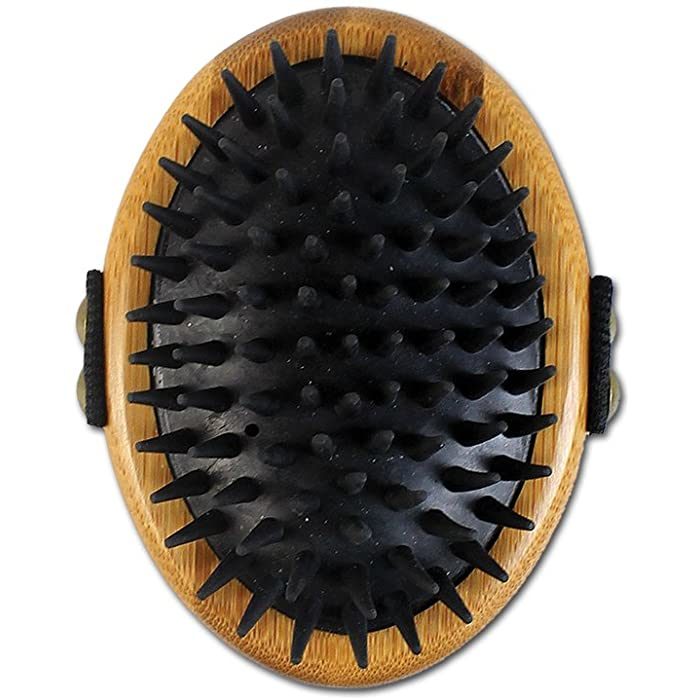 Bamboo Groom Curry Brush with Rubber Bristles for Pets - Image 1