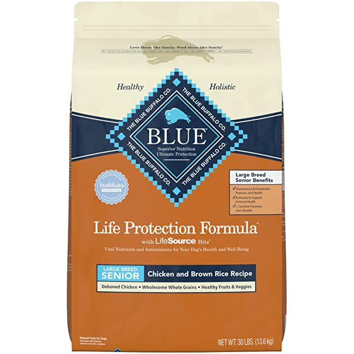 Blue Buffalo Life Protection Formula Chicken & Brown Rice Recipe Large Breed Senior Dry Dog Food, 30-lb bag - Image 1