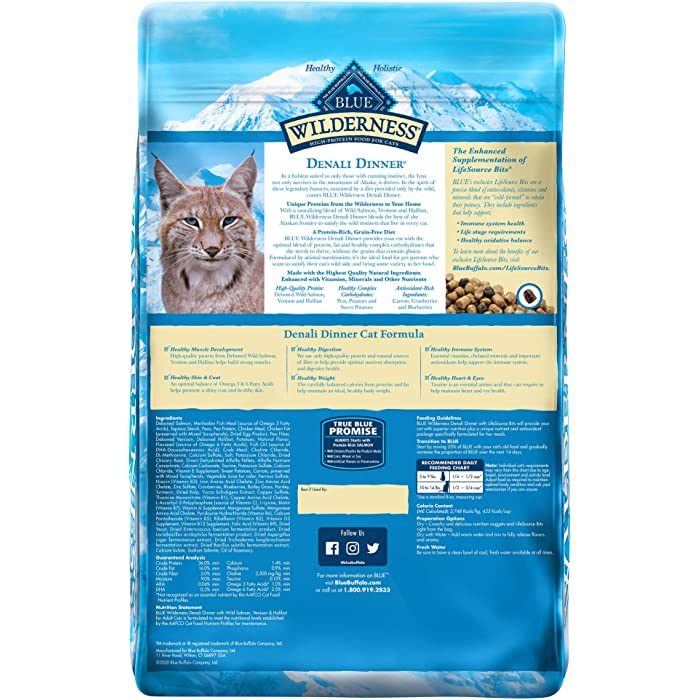 Blue Buffalo Wilderness Denali Dinner with Wild Salmon, Venison & Halibut Grain-Free Adult Dry Cat Food - Image 2